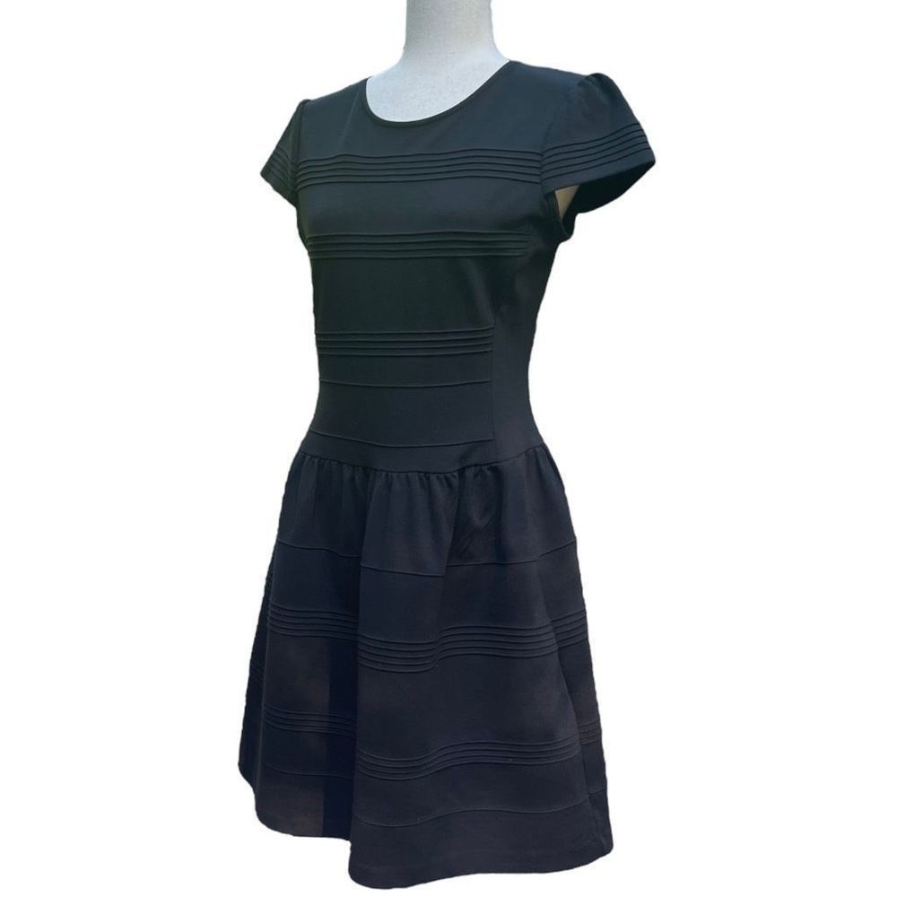 Anthropologie Girls from Savoy Black Pintuck Ponte Short Sleeve Mini Dress size - Picture 5 of 12